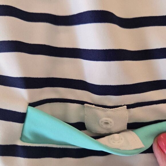 Cabana Life Womens Navy Stripe Cabana Sun Protective Shift Dress Size Medium - Picture 7 of 13